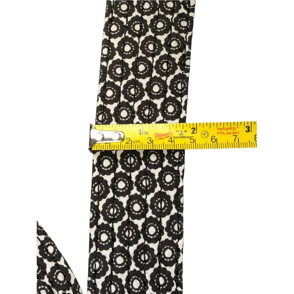 J.Crew Black White Floral Silk D-Ring Belt Medallion Print SP 08 M/L